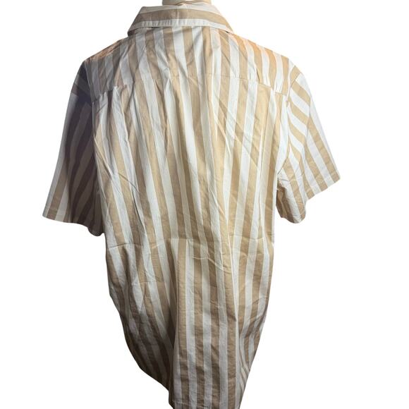 Brixton Bunker Relaxed Fit Men's Button up Shirt, Tan White, Men's Medium, NWT - Picture 5 of 6